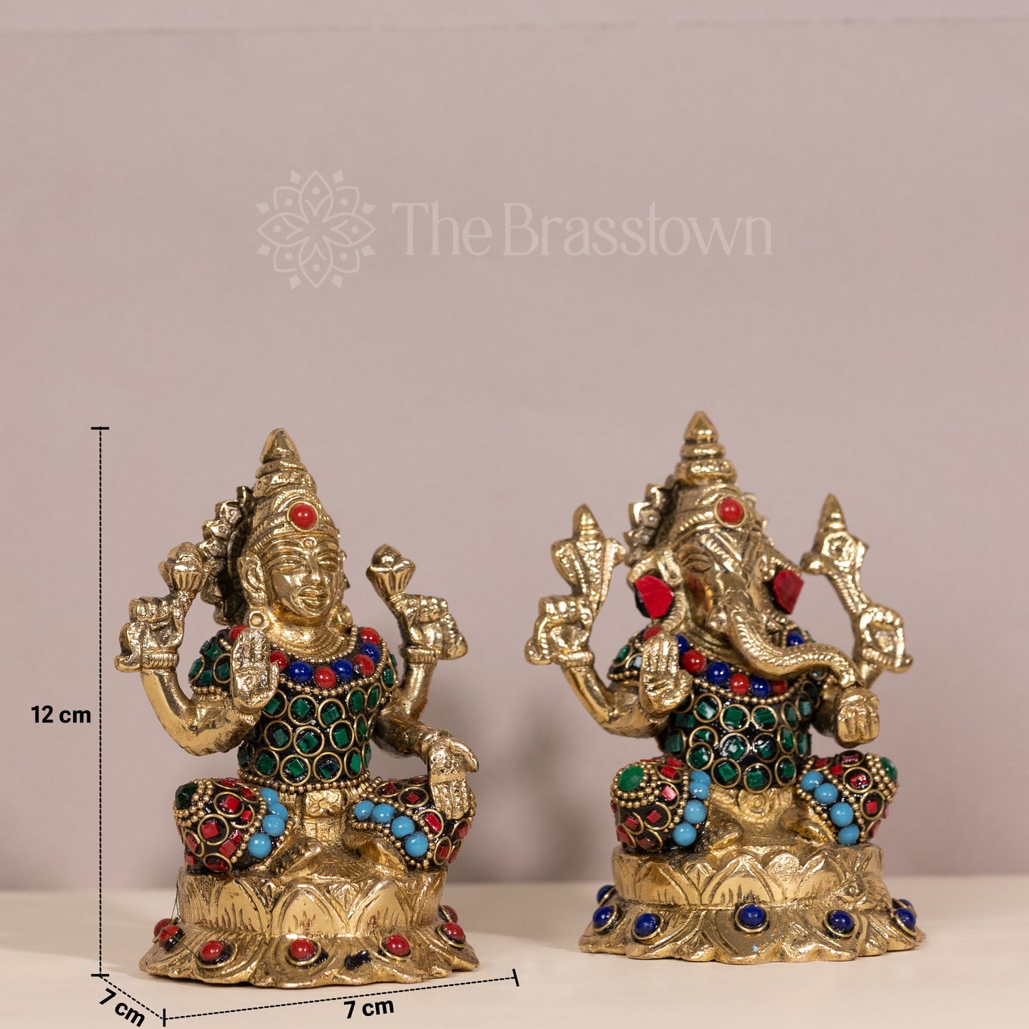 Brass Lakshmi and Ganesha Statue Set