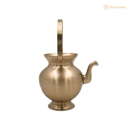 Handcrafted Brass Kamandalu Kalash – Pital Gangajali Kamandal for Puja, Ganga Jal Storage, Rishi Muni Kalash &amp; Hindu Rituals 6.5 Inch