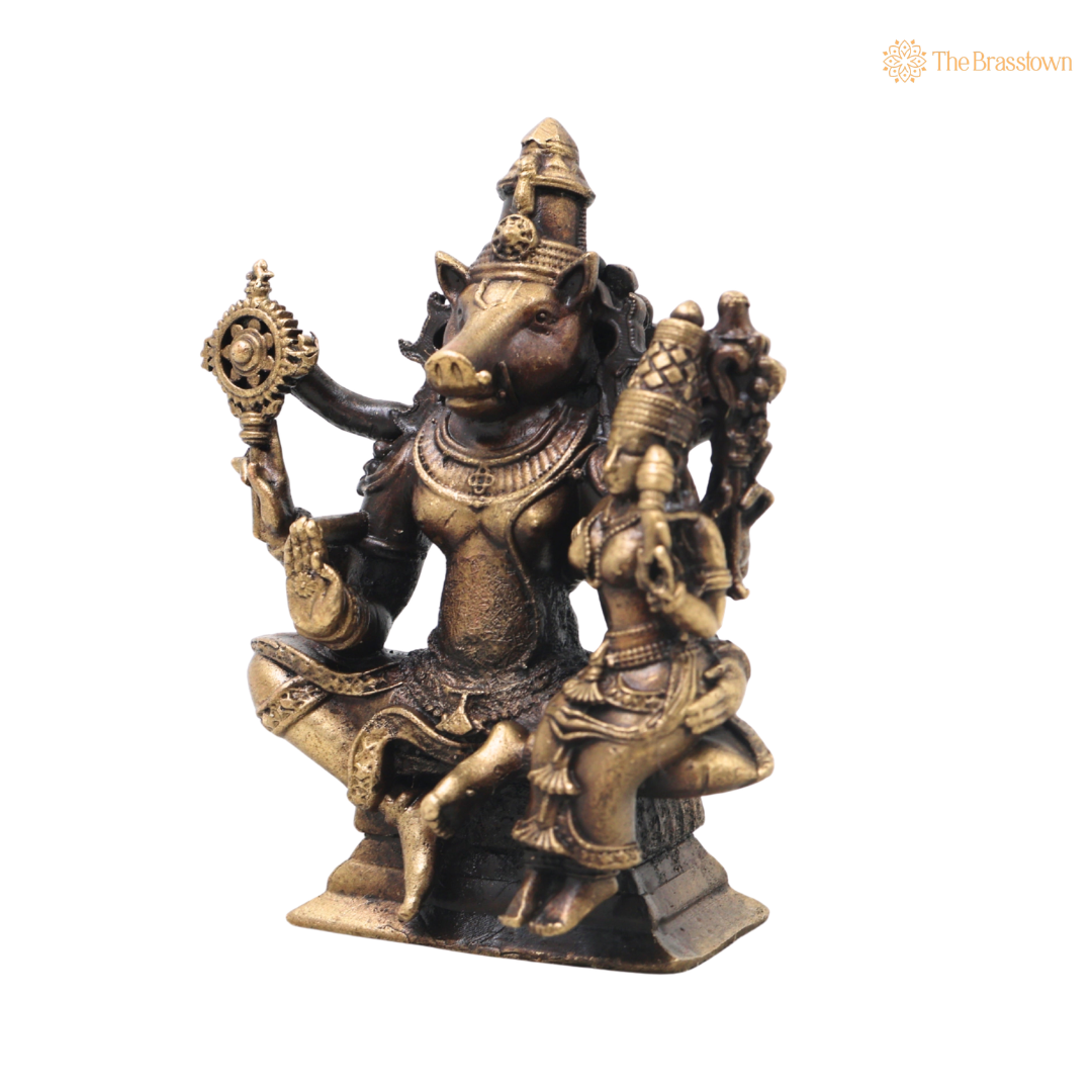Brass Lakshmi Narasimha Idol – Handcrafted Traditional Narahari Murti for Pooja, Home Mandir, Spiritual Décor &amp; Gifting 3 Inch