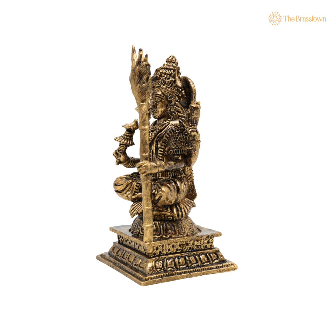 Brass Handcrafted Sitting Kamakshi Idol – Raja Rajeshwari Murti (Vigraham/Pratima) for Puja, Home Mandir, Décor &amp; Gifting 4 Inch