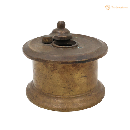 Handcrafted Brass Ink Pot – Vintage Peetal Kalamdan, Antique Pital Ink Well &amp; Traditional Kalam Daani Writing Collectible 3 Inch