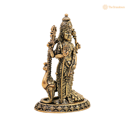 Brass Murugan Idol 3 Inch closeup – intricate craftsmanship