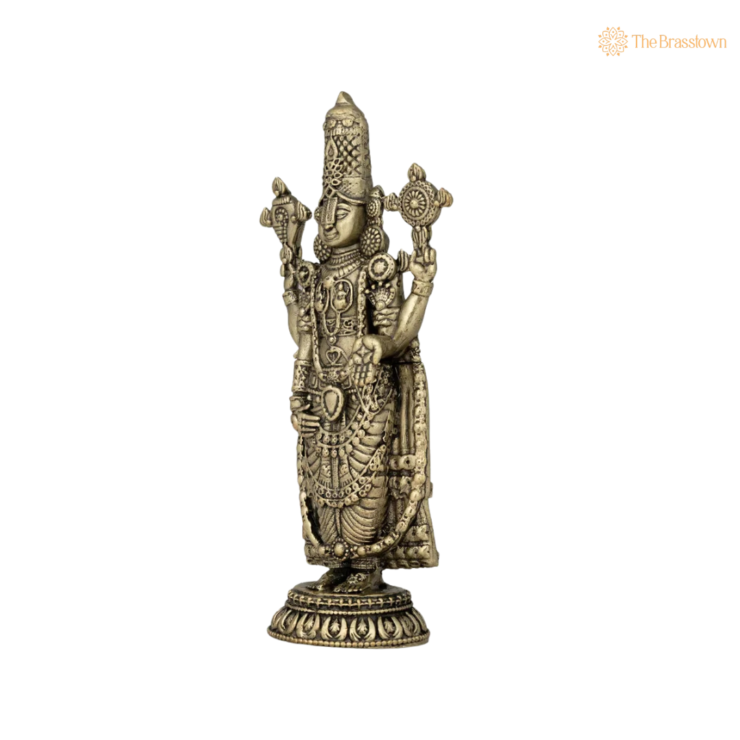 Brass Venkateshvara Idol 4.5 Inch closeup – intricate craftsmanship