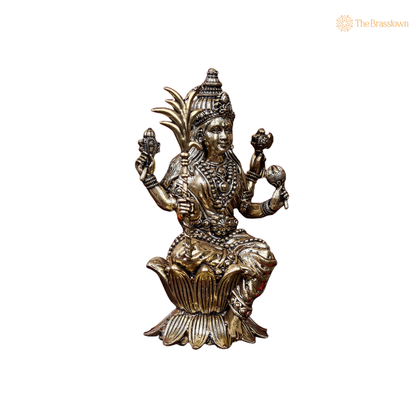 Brass Lalita Devi / Rajarajeshwari 4 Inch side view – antique finish detail