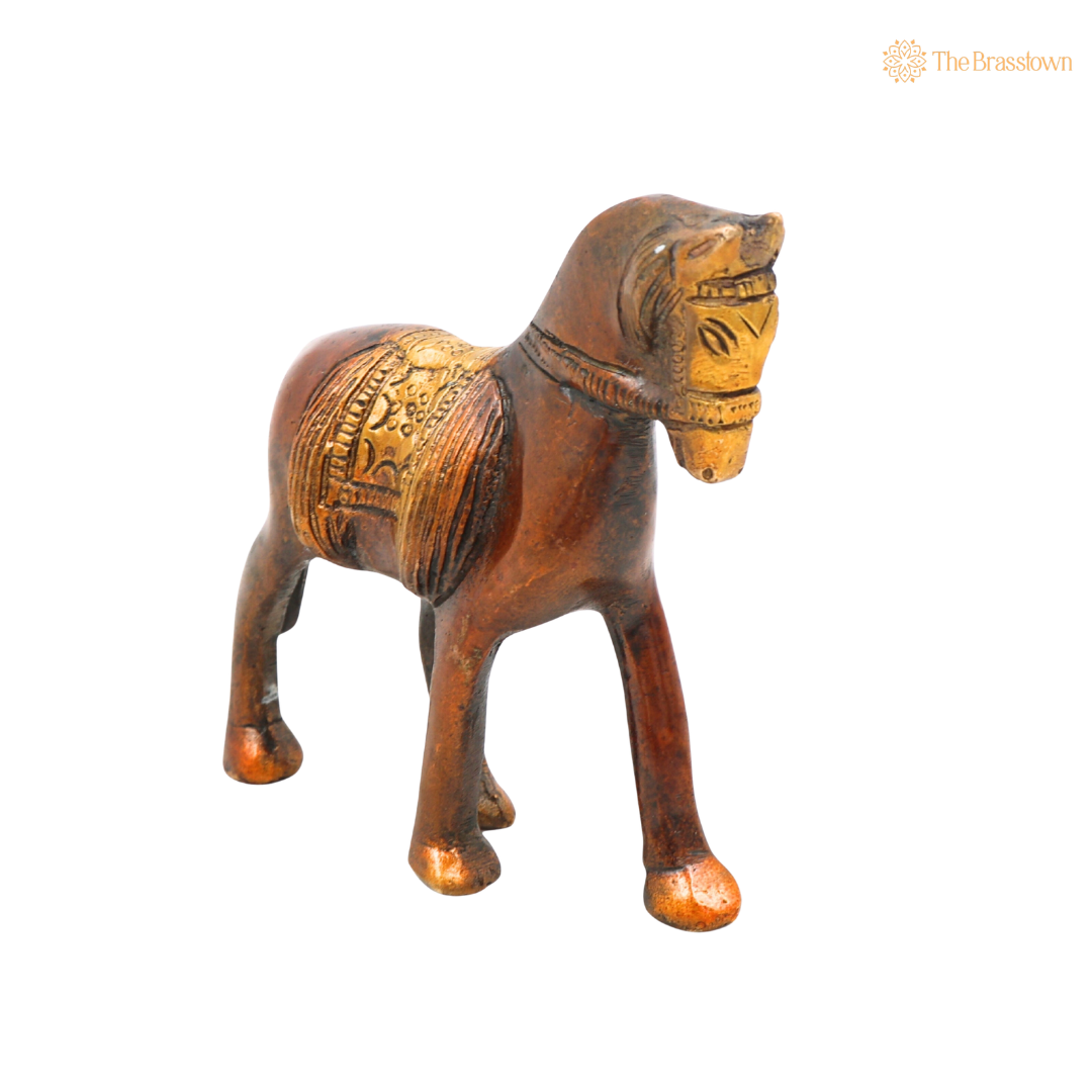 Premium Brass Horse Idol 3.5 Inch closeup – intricate craftsmanship