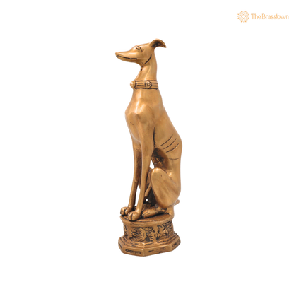 Brass Dog Statue – Handmade Brass Dog Idol for Home Décor, Pooja, Collectibles &amp; Gifting 11 Inch