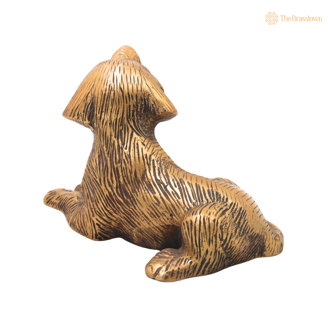 Handcrafted Brass Dog Statue – Handmade Brass Dog ( Kukkura ) Idol for Home Décor, Pooja, Collectibles &amp; Gifting 4.5 Inch