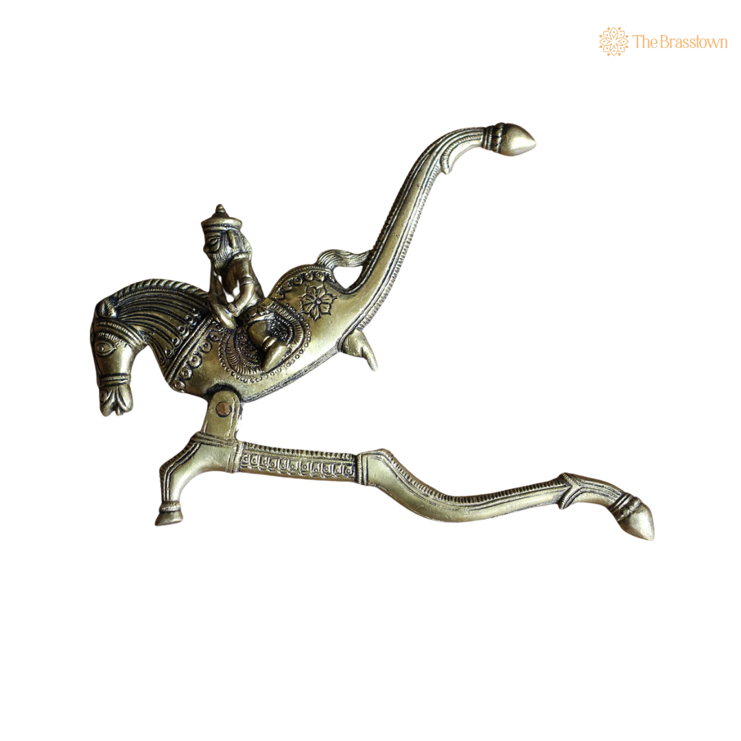 Handcrafted Brass Horse Riding Nutcracker 4.5 Inch closeup – intricate craftsmanship