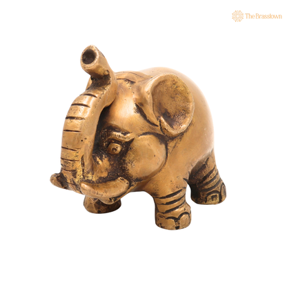 Handcrafted Brass Baby Elephant Idol – Gaja Murti, Hasti, Airavata, Gajanan Decorative Hathi Statue for Home, Temple, Vastu, Feng Shui &amp; Spiritual Gifting 3 Inch