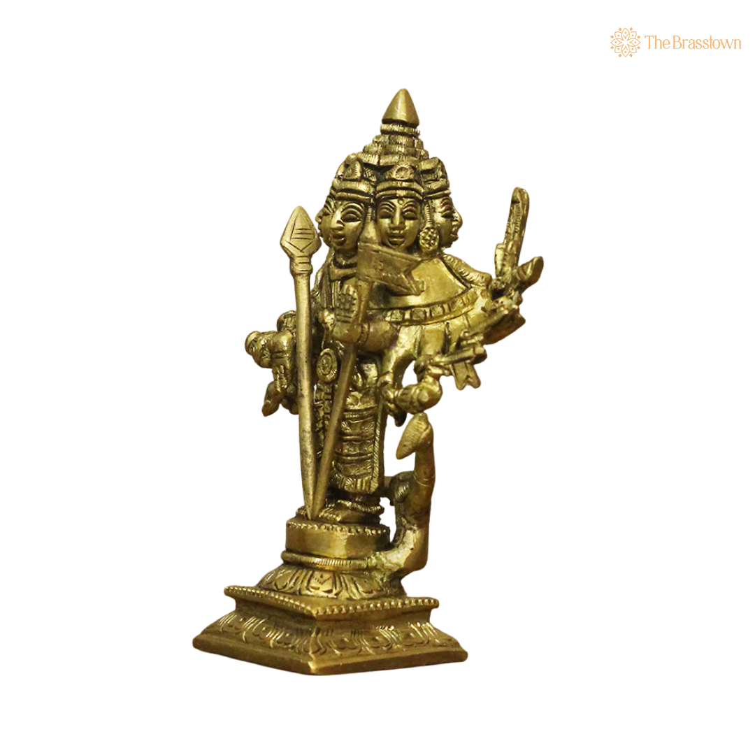 Handcrafted Brass Lord Murugan with Peacock Idol – Kartikeya Subramanya Murti for Home Temple, Pooja &amp; Divine Protection 6 Inch