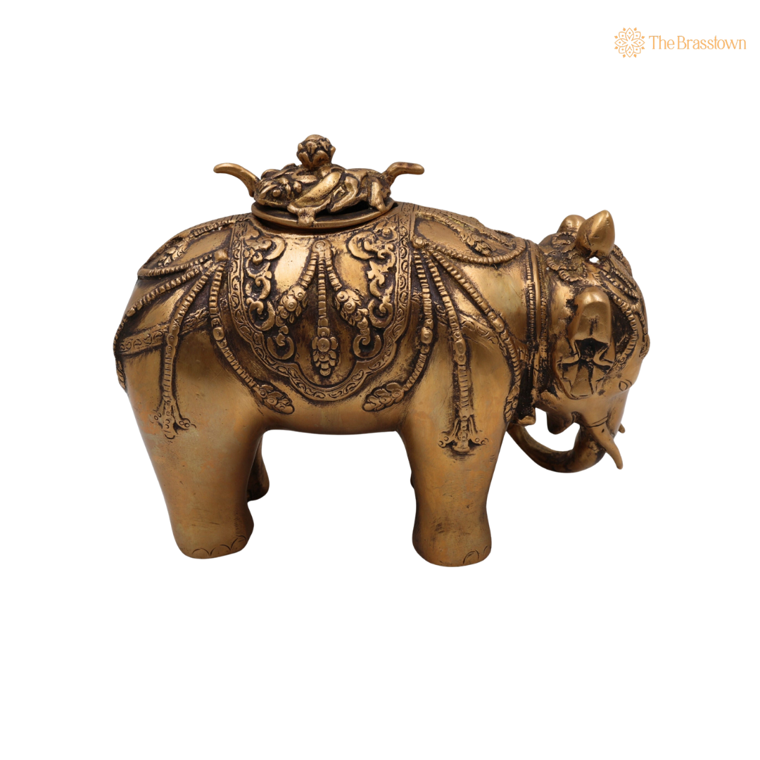 Brass Elephant Base Dhoop Dani 7.5 Inch