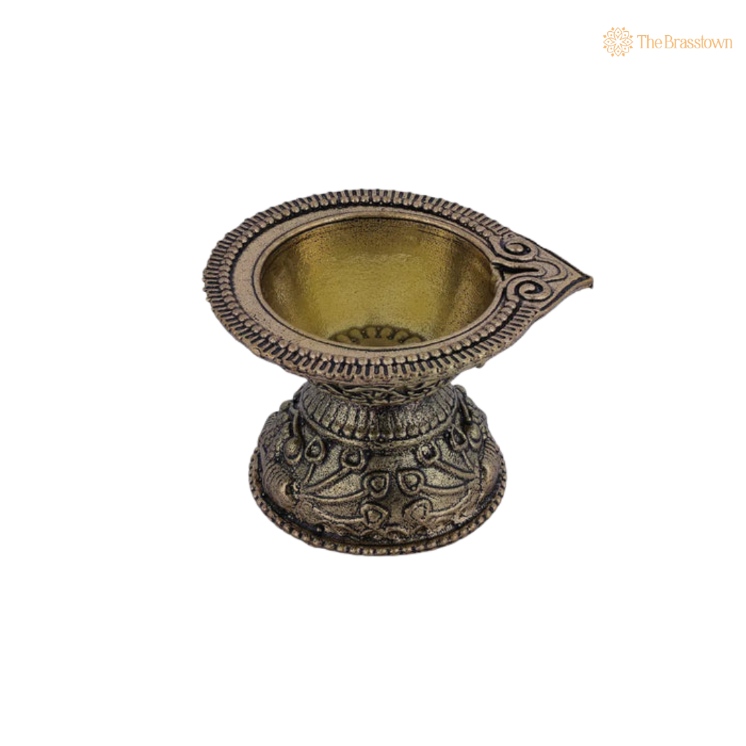 Traditional Brass Diya 1.5 Inch closeup – intricate craftsmanship