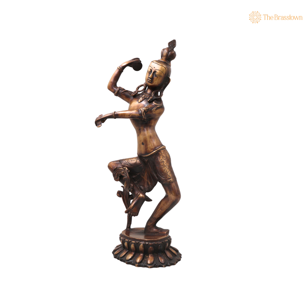 Brass Nataraja Sculpture – Handcrafted Unique Chola Style Dancing Shiva Idol for Pooja, Home Mandir, Temple Décor &amp; Spiritual Gifting 17 Inch