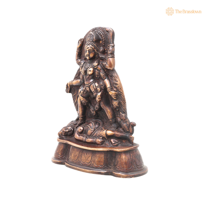 Brass Mahakali Idol Murti – Traditional Chola Style Kali Mata Statue for Pooja, Home Mandir, Spiritual Décor &amp; Gifting 7 Inch