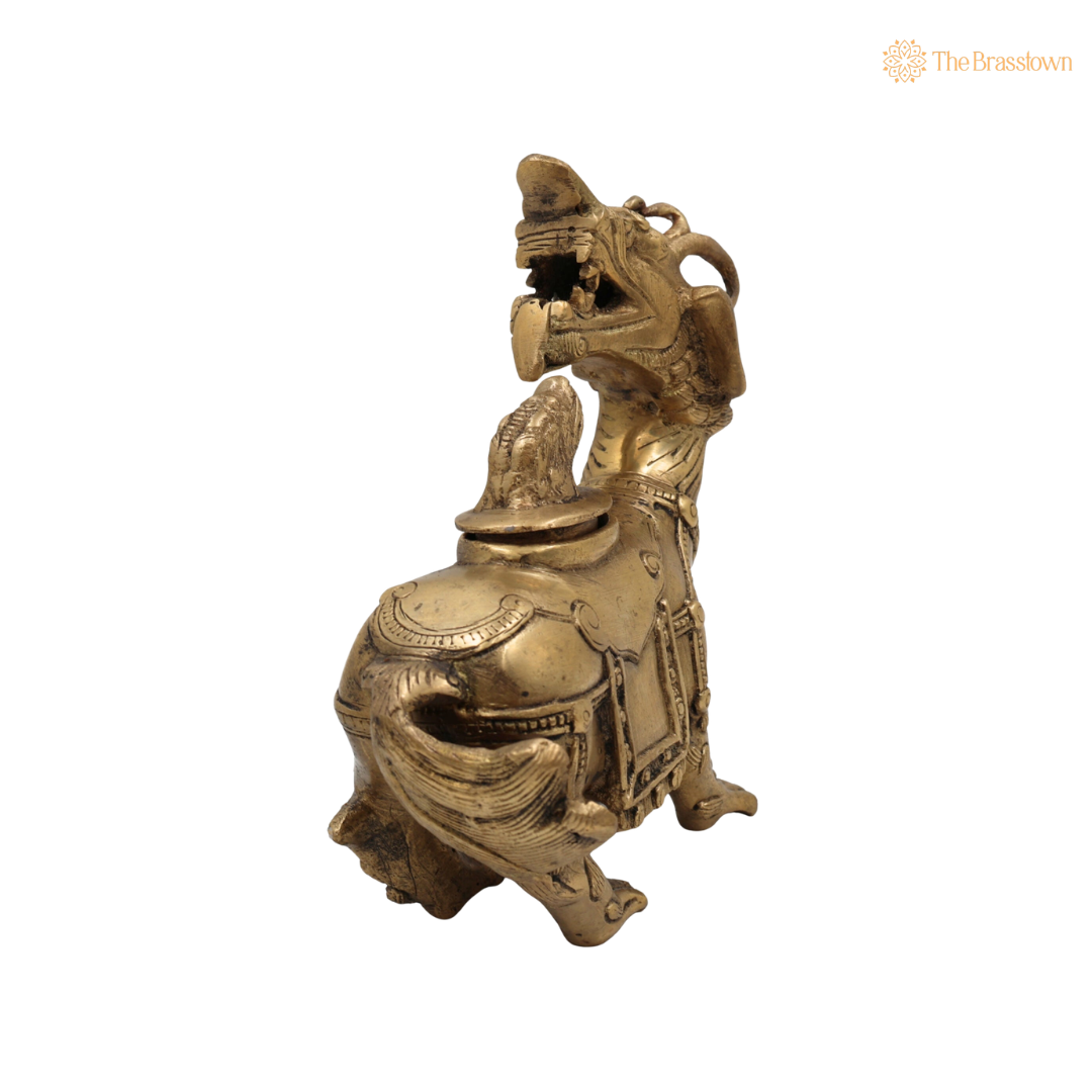 Handcrafted Brass Antique Ink Pot – Vintage Peetal Kalamdan, Antique Pital Ink Well &amp; Traditional Kalam Daani Writing Collectible 7 Inch