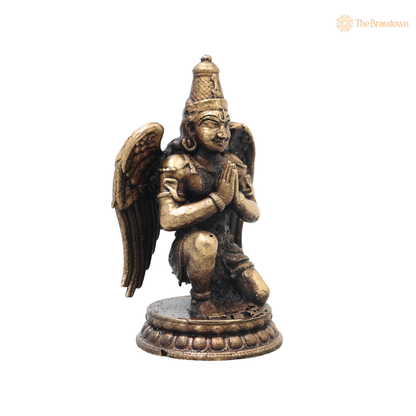 Unique Brass Garuda Idol – Divine Vahana of Lord Vainateya Vishnu, Garuda Murti for Puja, Home Mandir &amp; Spiritual Décor 3 Inch