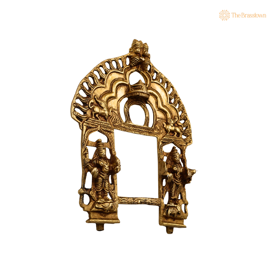 Handcrafted Brass Traditional Prabhavali Arch with Dwarpal  – Handcrafted Arch Backdrop Wall Hanging for Home Temple, Deity Décor &amp; Spiritual Ambience 37.5 Inch (Copy)