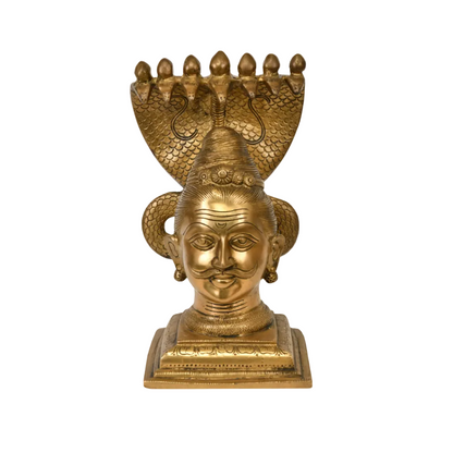 Handcrafted Brass Shiva Mukhlingam 9.5 Inch closeup – intricate craftsmanship