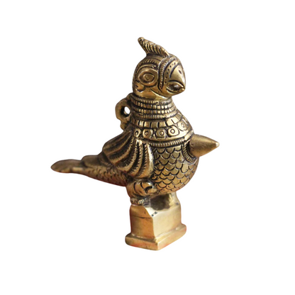 Handcrafted Brass Annapakshi Bird Idol 4 Inch closeup – intricate craftsmanship