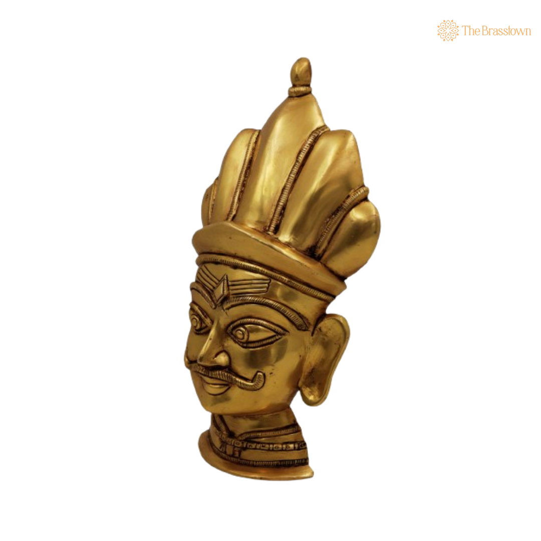 Handcrafted Brass Kaal Bhairav Wall Mask 9.5 Inch