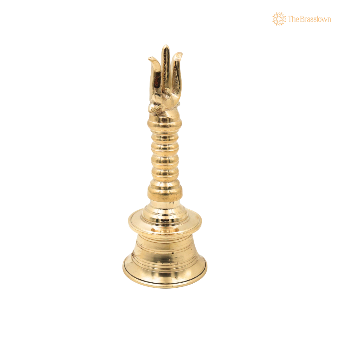 Brass Trishul Bell for Pooja – Shiva Mahadev Trishul Ghanti, Peetal Temple Aarti Bell for Home Mandir &amp; Spiritual Décor 7.5 Inch