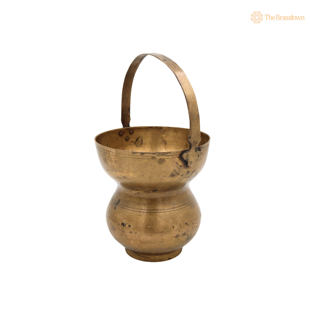 Handcrafted Brass Kamandalu – Traditional Pital Gangajali Kamandal for Puja, Ganga Jal Storage, Rishi Muni Kalash &amp; Hindu Rituals 10.5 Inch