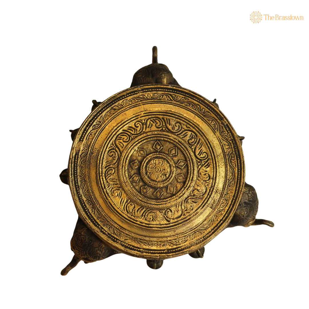 Handcrafted Elephant Pillar Brass Chowki 6 Inch closeup – intricate craftsmanship