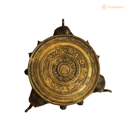 Handcrafted Elephant Pillar Brass Chowki 6 Inch closeup – intricate craftsmanship