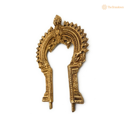 Antique Brass Arch with Intricate Peacock Design 7.5 Inch