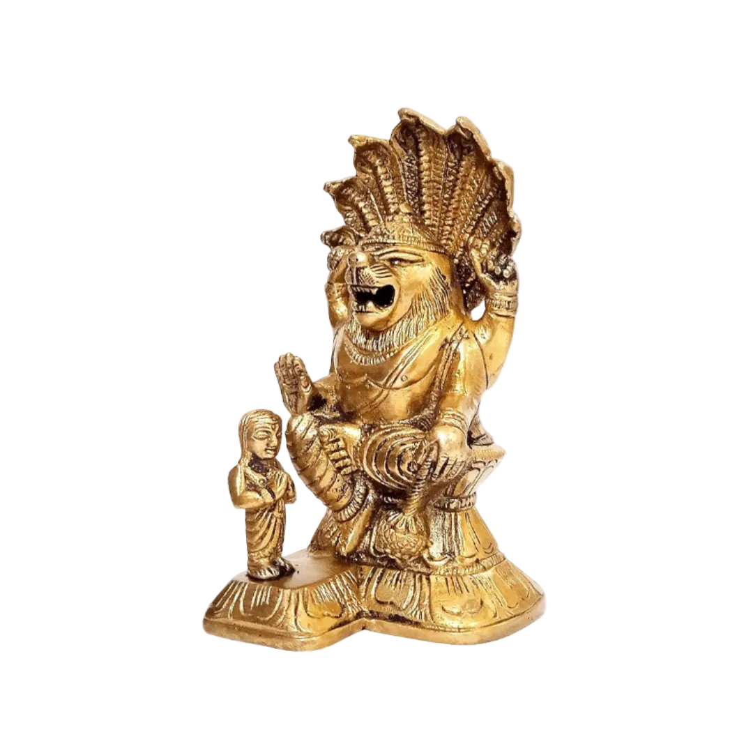 Handcrafted Brass Narasimha Idol 3 Inch – home mandir puja decor India