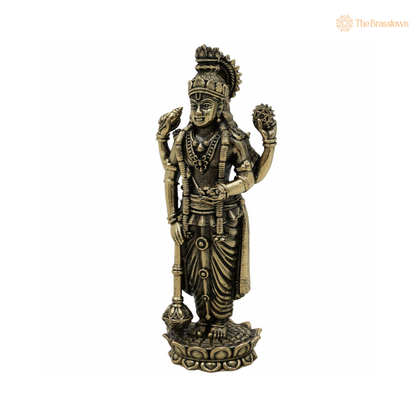 Brass Vishnu Idol 6.5 Inch closeup – intricate craftsmanship