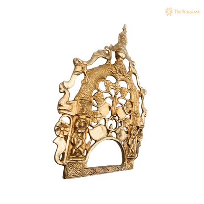 Intricately Crafted Antique Brass Temple Top Frame 14 Inch