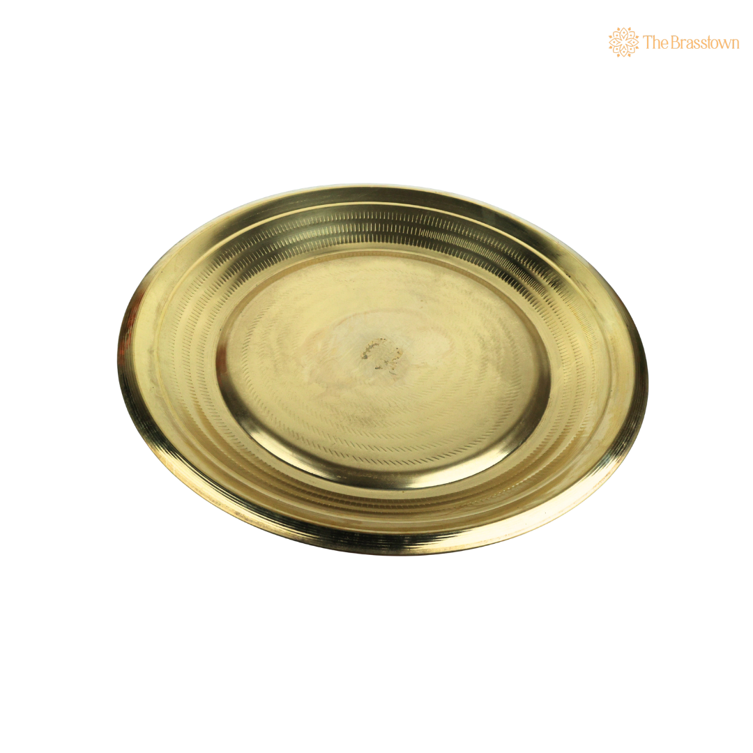 Brass Plate Heavy Pure Peetal Thali Pooja Aarti for Mandir – Peetal Pooja Plate (Pital Puja Thambalam) for Hindu Worship &amp; Temple Rituals 1.5 Inch