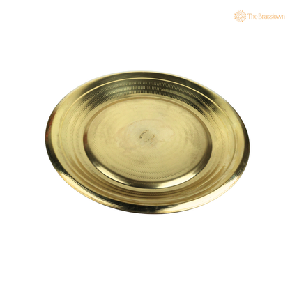 Brass Plate Heavy Pure Peetal Thali Pooja Aarti for Mandir – Peetal Pooja Plate (Pital Puja Thambalam) for Hindu Worship &amp; Temple Rituals 1.5 Inch