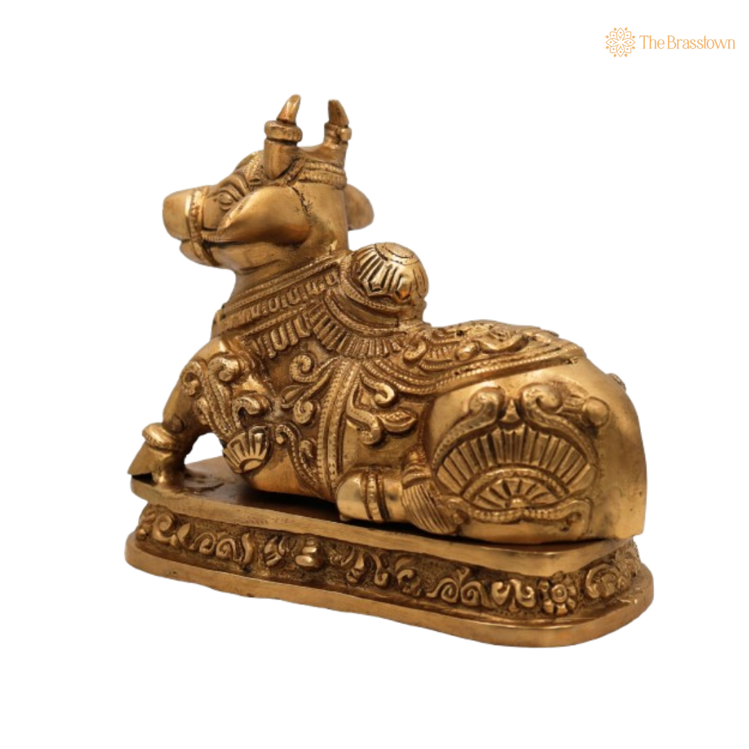 Handcrafted Brass Nandi Statue  6.5 Inch