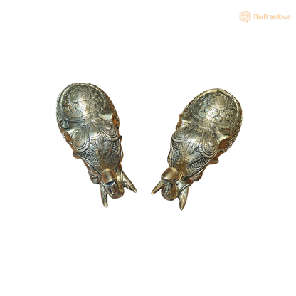 Brass Elephant Pair Showpiece 4 Inch closeup – intricate craftsmanship