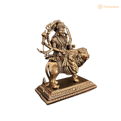 Brass Durga Idol 3.5 Inch closeup – intricate craftsmanship