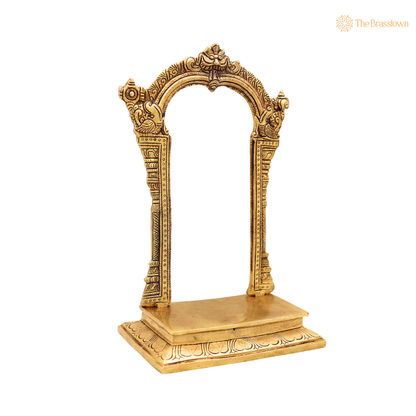 Brass Traditional Makara Torana Arch Standi – Makara Torana Arch Stand for Idols &amp; Home Temple Pooja 12 Inch