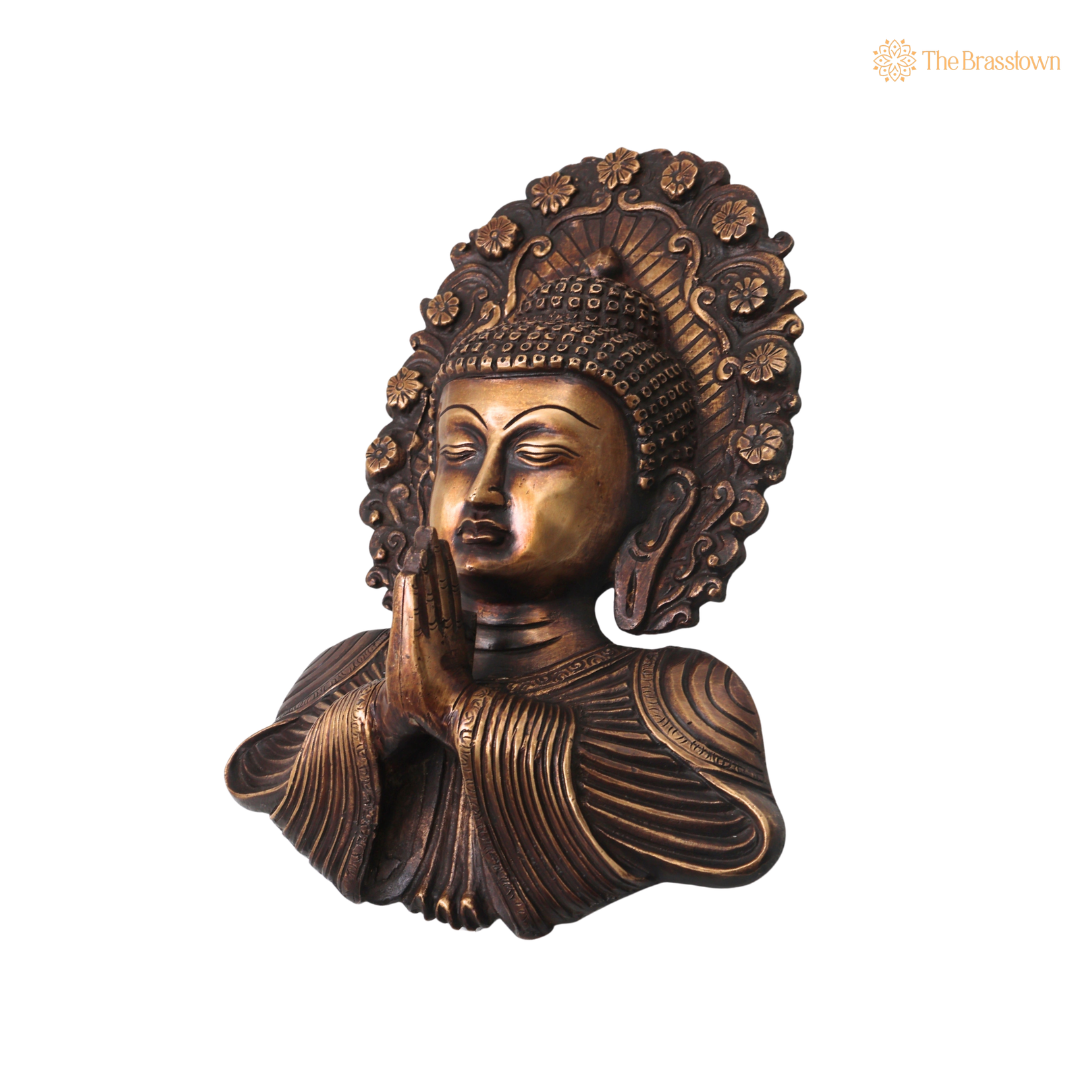 Brass Shakyamuni Buddha Face Wall Decor – A Symbol of Serenity and Enlightenment 8.5 Inch