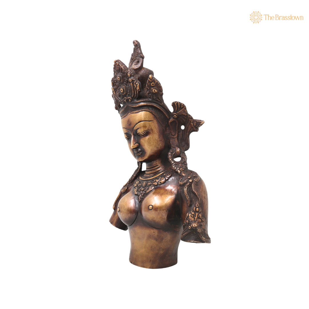 Handcrafted Brass Tara Devi Sculpture – Handcrafted Traditional Unique Style Tara Maa Murti for Pooja, Home Mandir, Spiritual Décor &amp; Gifting 14 Inch