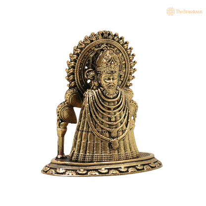 Brass Khatu Shyam Idol 3.5 Inch closeup – intricate craftsmanship