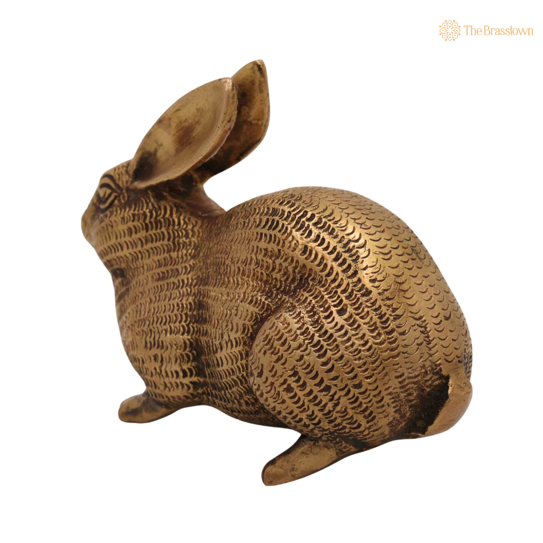 Brass Rabbit Idol 3 Inch closeup – intricate craftsmanship