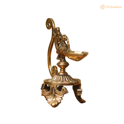 Brass Oil Lamp Diya 7 Inch closeup – intricate craftsmanship