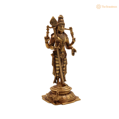 Brass Lord Murugan Idol 11 Inch closeup – intricate craftsmanship