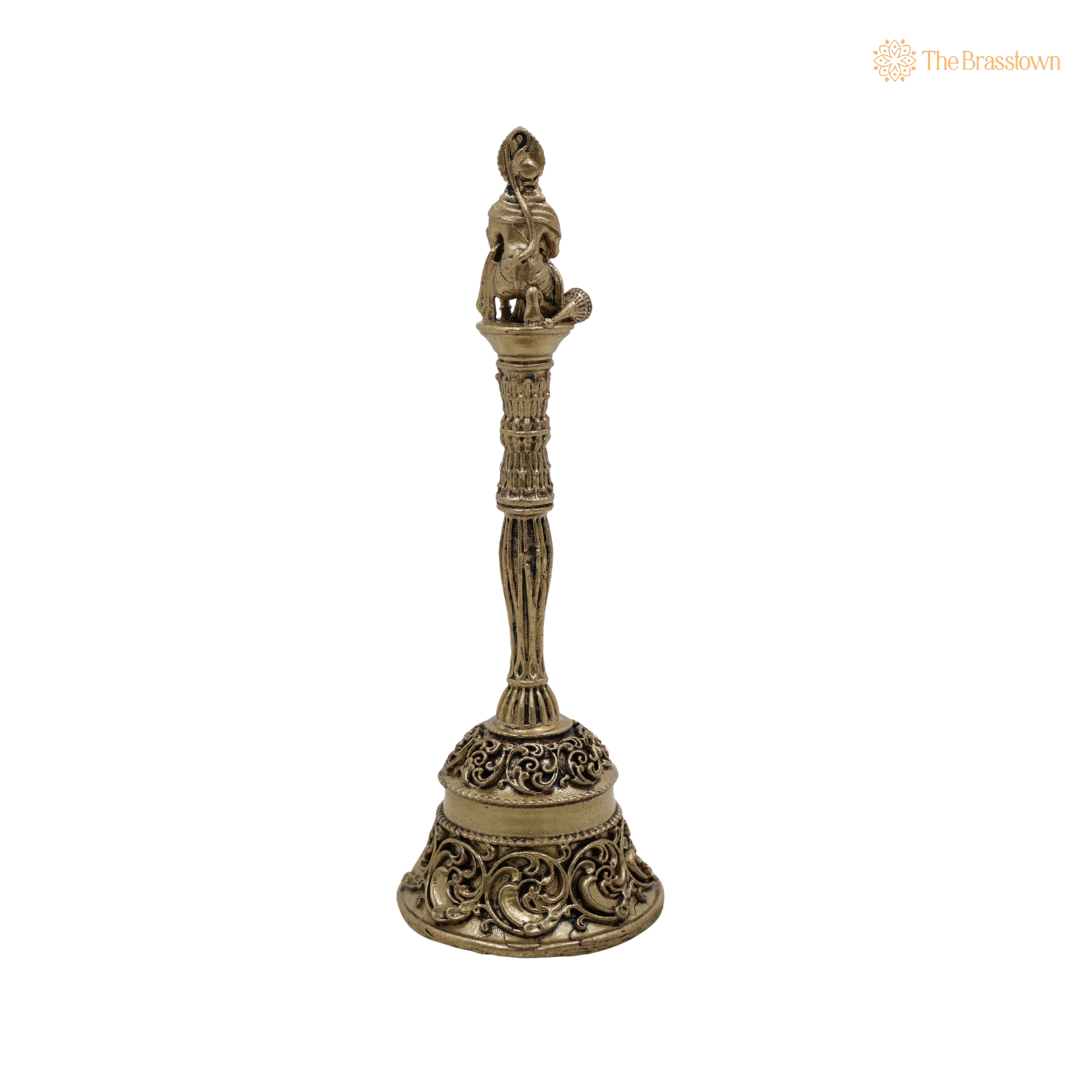 Brass Hanuman Ghanti 5.5 Inch closeup – intricate craftsmanship