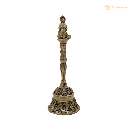 Brass Hanuman Ghanti 5.5 Inch closeup – intricate craftsmanship