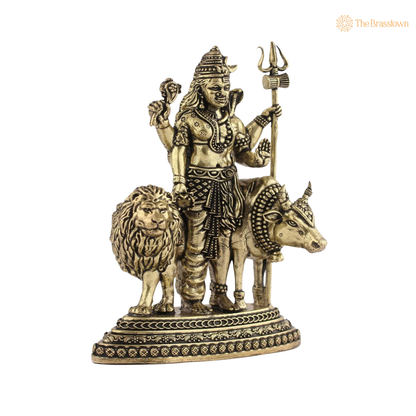 Brass Ardhanarishvara Idol with Nandi 4.5 Inch closeup – intricate craftsmanship