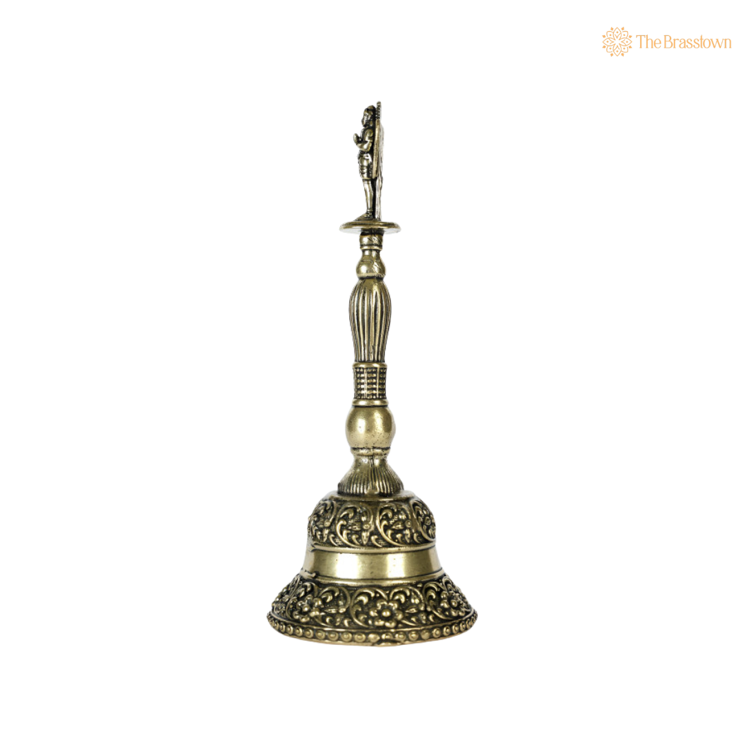 Brass Garuda Ghanti 5.5 Inch closeup – intricate craftsmanship