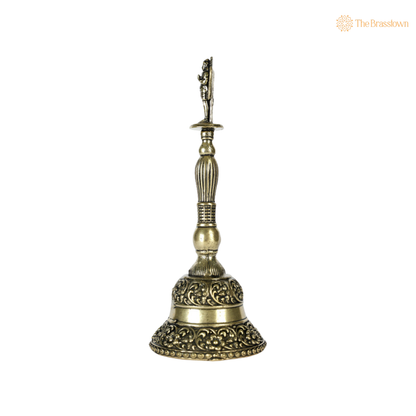 Brass Garuda Ghanti 5.5 Inch closeup – intricate craftsmanship