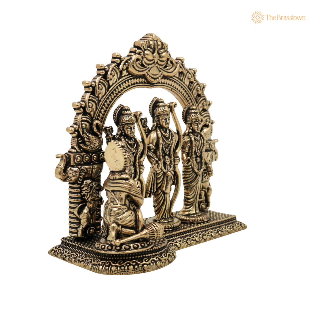 Handcrafted Brass Ram Darbar Murti 4 Inch closeup – intricate craftsmanship